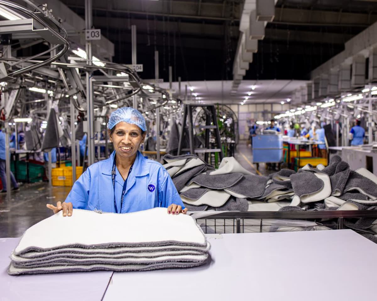 Textile production floor where technical and industrial fabrics are made